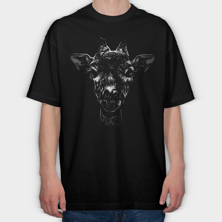 Giraffe Portrait, Tricou Oversize Barbati (Unisex)