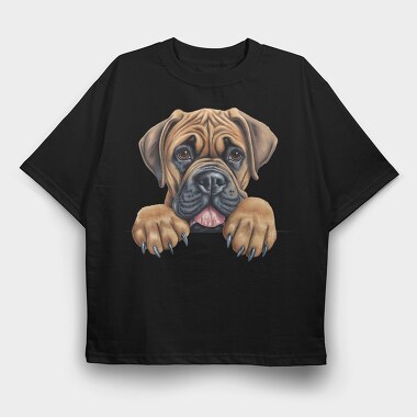Boerboel Peeking, Tricou Oversize Barbati (Unisex)