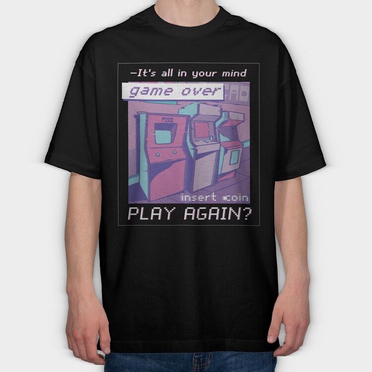 Vaporwave Arcade Quote, Tricou Oversize Barbati (Unisex)