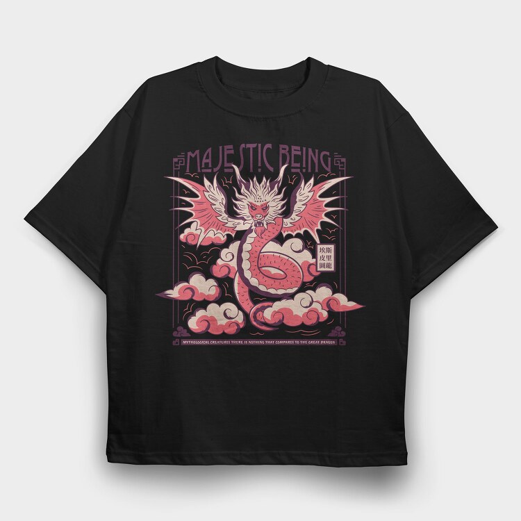 Majestic Dragon In The Clouds, Tricou Oversize Barbati (Unisex)