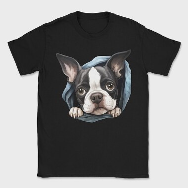 Boston Terrier Peeking, Tricou Barbati (Unisex)