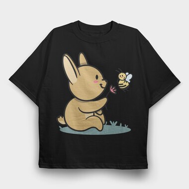 Bunny And Bee Request, Tricou Oversize Barbati (Unisex)