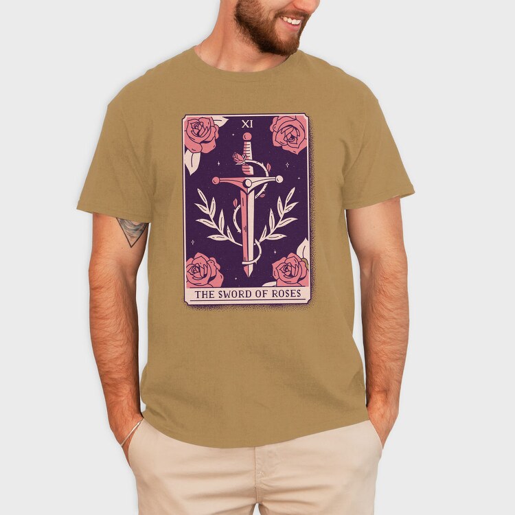 Sword And Roses Mystical Tarot Card The Sword Of Roses 11, Tricou Barbati (Unisex)