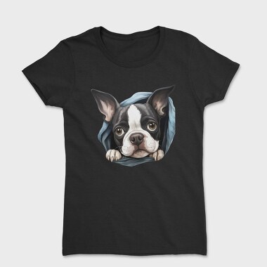 Boston Terrier Peeking, Tricou Femei