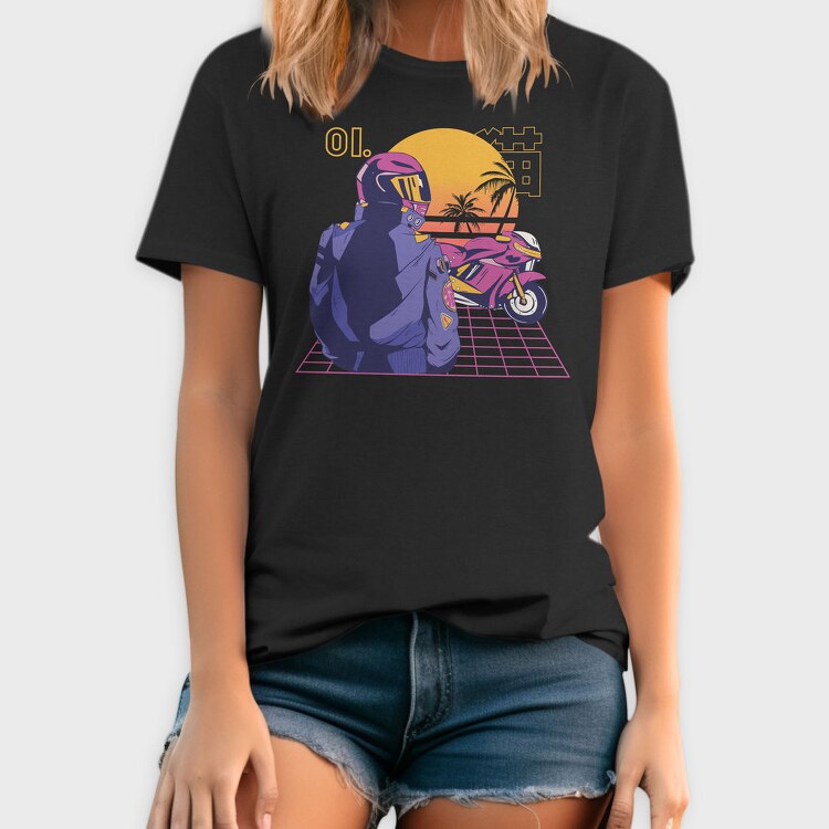 Synthwave Motorcyclist, Tricou Barbati (Unisex)