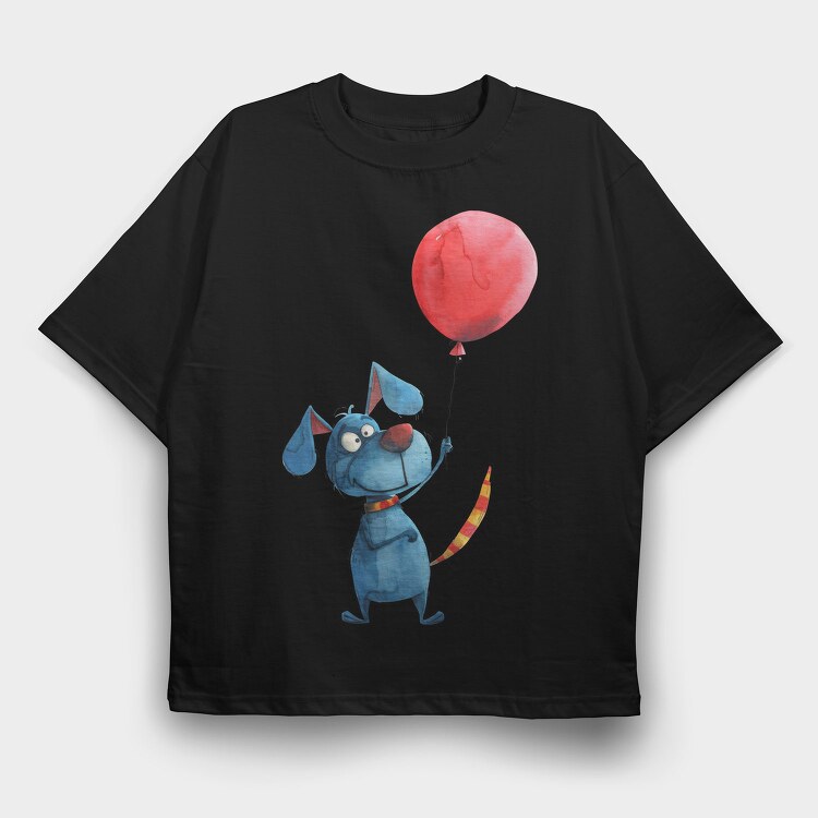 Blue Dog Balloon, Tricou Oversize Barbati (Unisex)