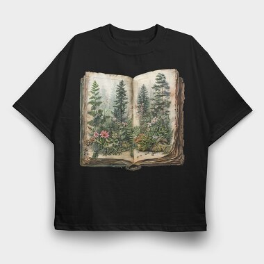 Book Forest Flowers, Tricou Oversize Barbati (Unisex)