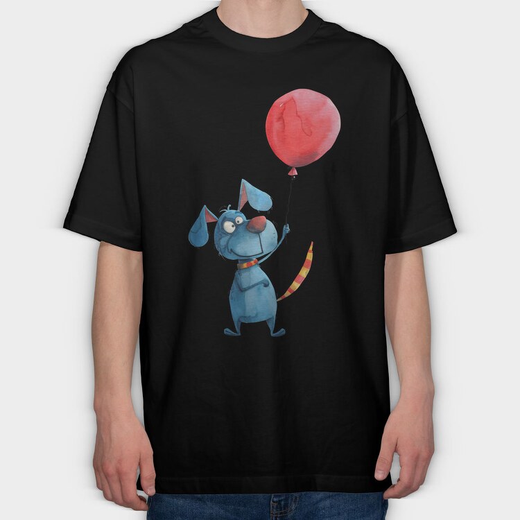 Blue Dog Balloon, Tricou Oversize Barbati (Unisex)