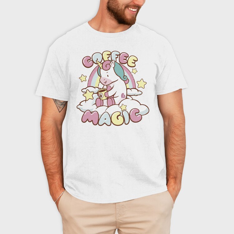 Coffee Magic Unicorn, Tricou Barbati (Unisex)