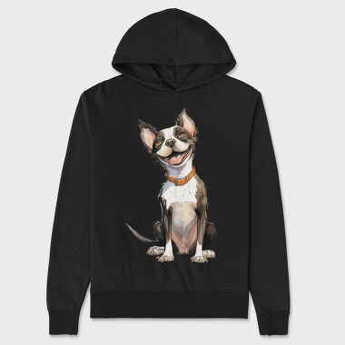 Boston Terrier Smile, Hanorac Oversize Barbati (Unisex)