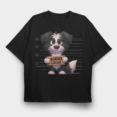 Border Collie Mugshot, Tricou Oversize Barbati (Unisex)