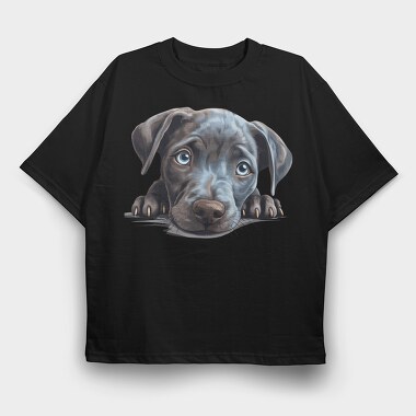 Blue Lacy Peeking, Tricou Oversize Barbati (Unisex)