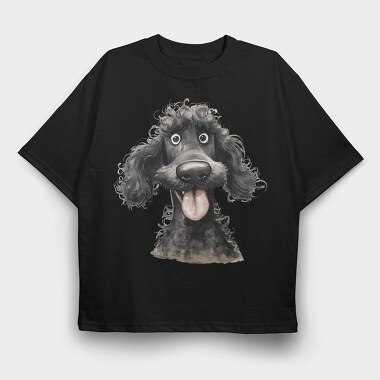 Black Poodle Smile, Tricou Oversize Barbati (Unisex)