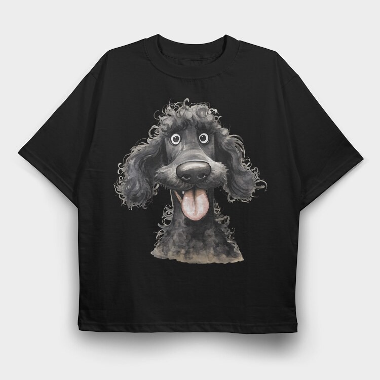 Black Poodle Smile, Tricou Oversize Barbati (Unisex)