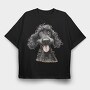 Black Poodle Smile, Tricou Oversize Barbati (Unisex)