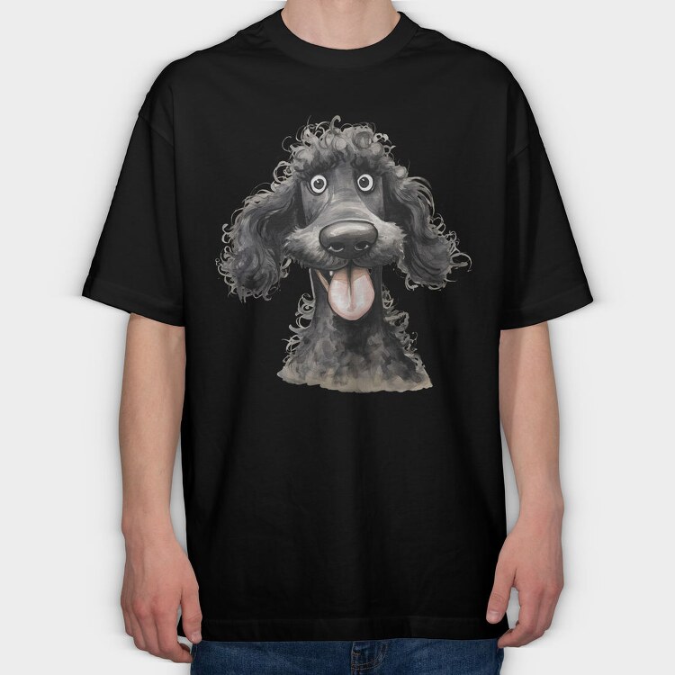 Black Poodle Smile, Tricou Oversize Barbati (Unisex)