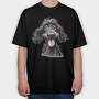 Black Poodle Smile, Tricou Oversize Barbati (Unisex)