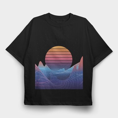 Synthwave Sunset, Tricou Oversize Barbati (Unisex)
