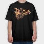 Fire Bass Guitar Devil, Tricou Oversize Barbati (Unisex)