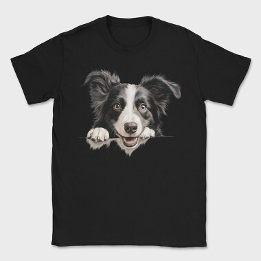 Border Collie Peeking, Tricou Barbati (Unisex)