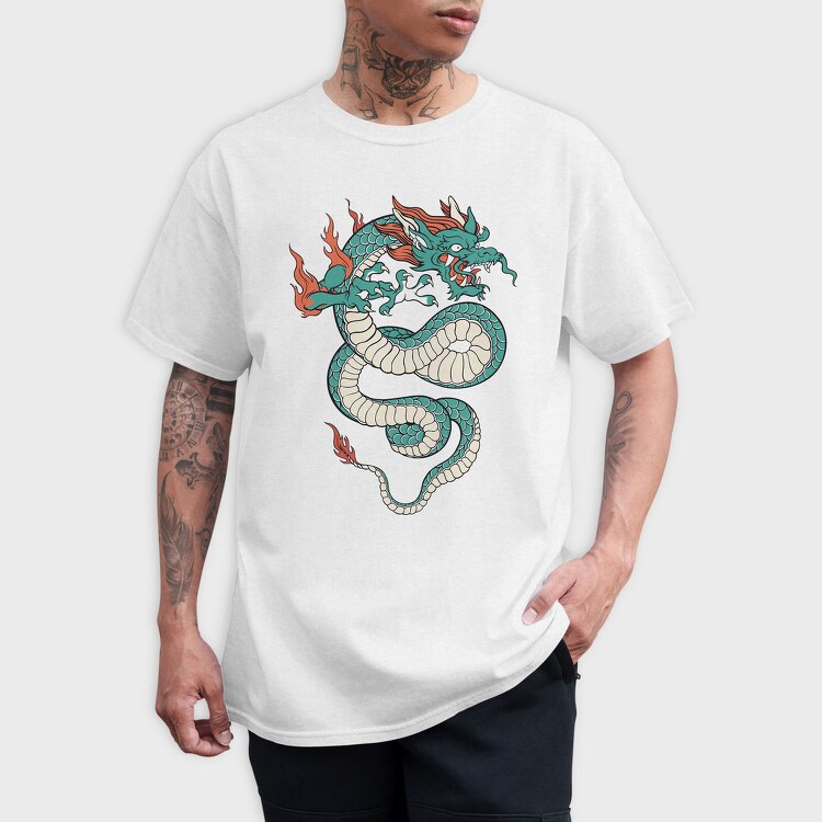 Fire Flames Dragon, Tricou Barbati (Unisex)