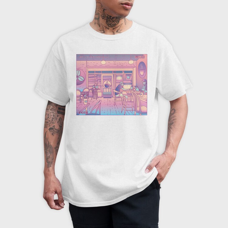 Coffee Shop Vaporwave, Tricou Barbati (Unisex)