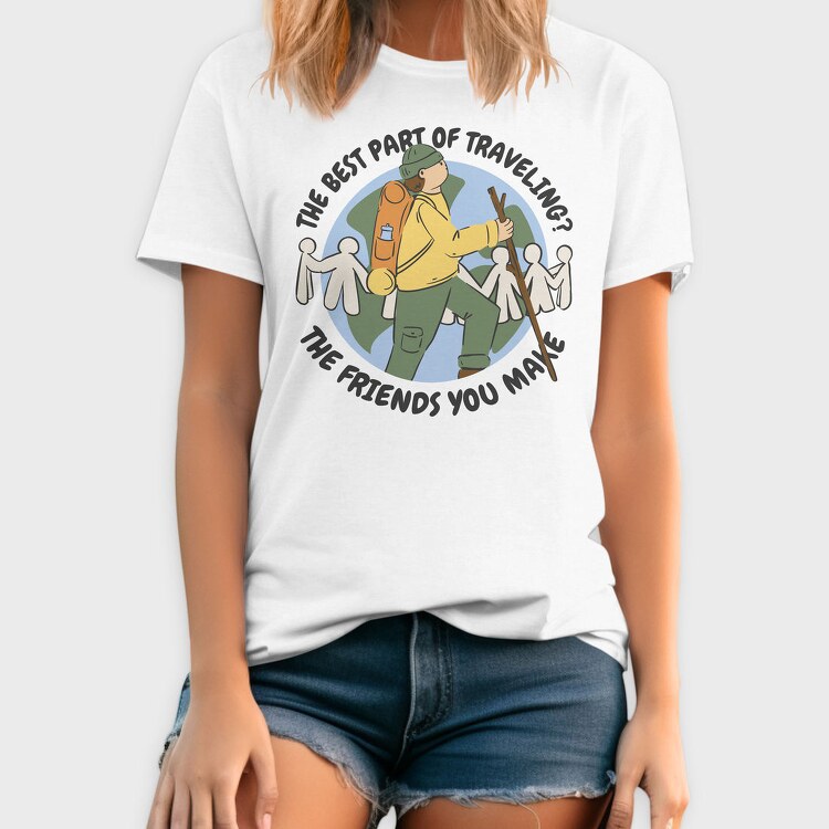Man Hiking Over Planet Earth, Tricou Barbati (Unisex)