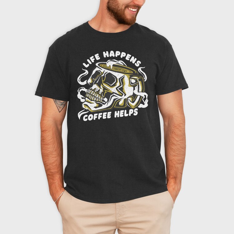 Coffee Skull Cofee Hellps, Tricou Barbati (Unisex)