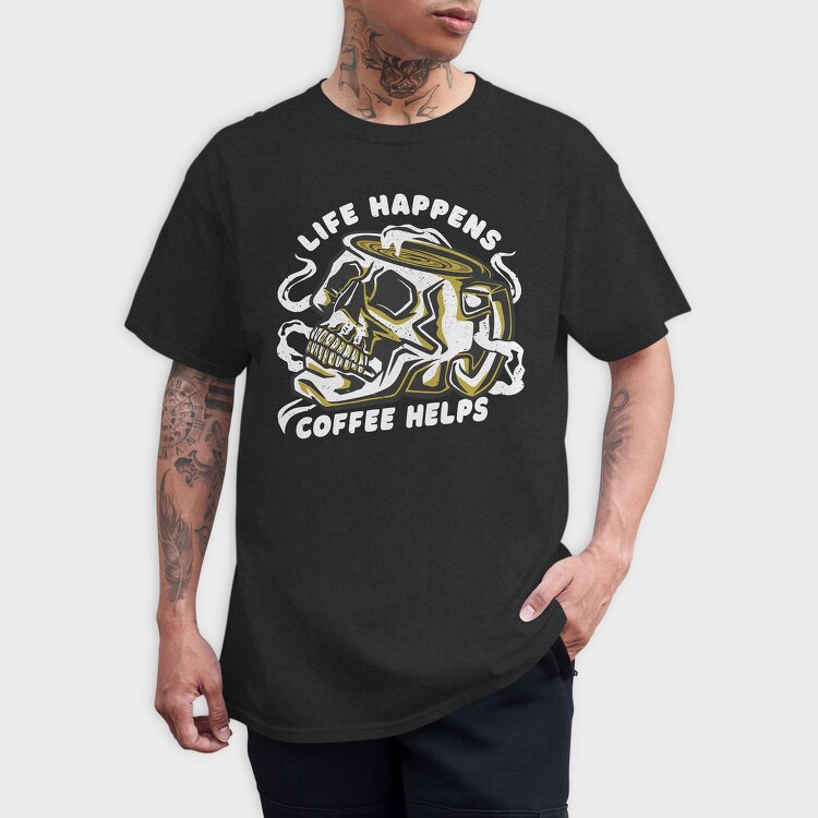 Coffee Skull Cofee Hellps, Tricou Barbati (Unisex)