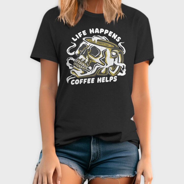 Coffee Skull Cofee Hellps, Tricou Barbati (Unisex)