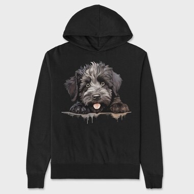Bouvier Des Flandres Peeking, Hanorac Oversize Barbati (Unisex)
