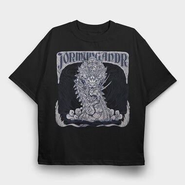 World Serpent Norse Mythology Jormungandr Snake, Tricou Oversize Barbati (Unisex)