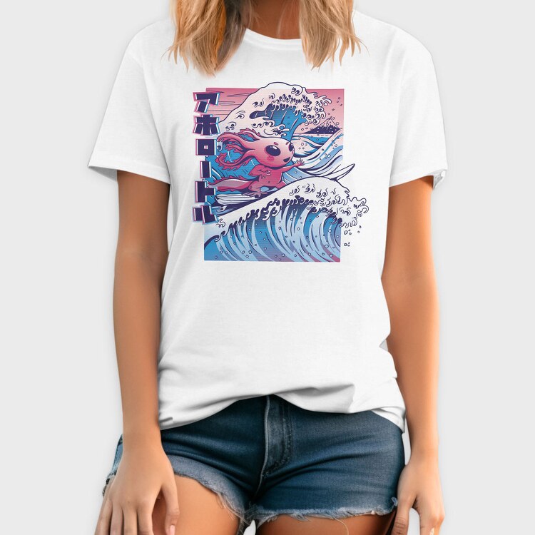 Vaporwave Surfing Axolotl Surf, Tricou Barbati (Unisex)