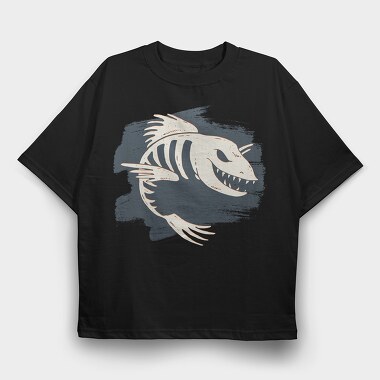 Fish Bone Skeleton, Tricou Oversize Barbati (Unisex)