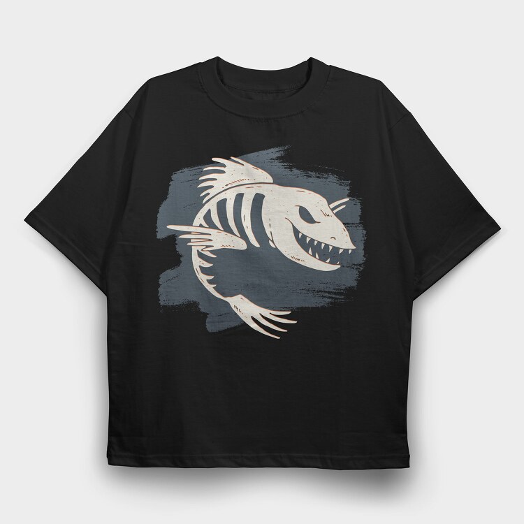 Fish Bone Skeleton, Tricou Oversize Barbati (Unisex)