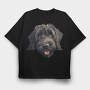 Black Russian Terrier Peeking, Tricou Oversize Barbati (Unisex)