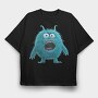 Blue Monster Face, Tricou Oversize Barbati (Unisex)