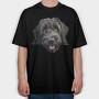 Black Russian Terrier Peeking, Tricou Oversize Barbati (Unisex)