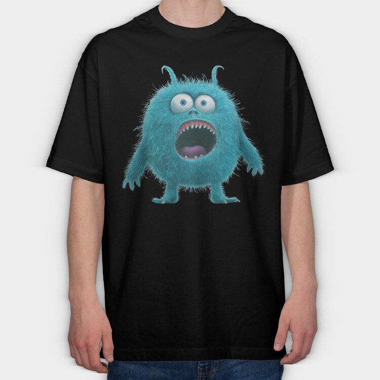 Blue Monster Face, Tricou Oversize Barbati (Unisex)