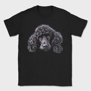 Black Standard Poodle Peeking, Tricou Barbati (Unisex)