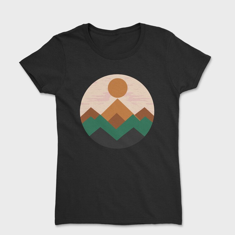 Geometric Retro Mountains, Tricou Femei