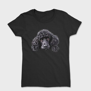Black Standard Poodle Peeking, Tricou Femei