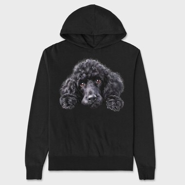 Black Standard Poodle Peeking, Hanorac Oversize Barbati (Unisex)
