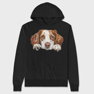 Brittany Spaniel Peeking, Hanorac Oversize Barbati (Unisex)
