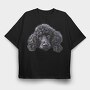 Black Standard Poodle Peeking, Tricou Oversize Barbati (Unisex)