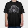 Black Standard Poodle Peeking, Tricou Oversize Barbati (Unisex)