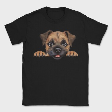 Border Terrier Peeking, Tricou Barbati (Unisex)