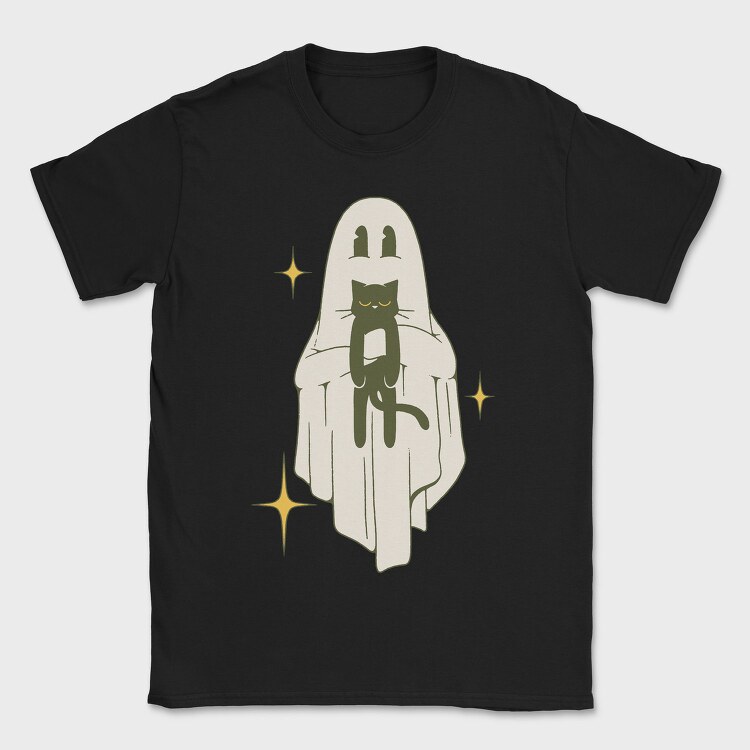 Ghost With Cat, Tricou Barbati (Unisex)