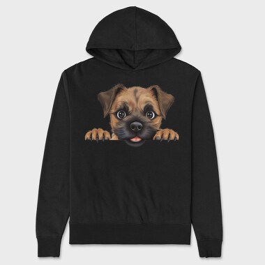 Border Terrier Peeking, Hanorac Oversize Barbati (Unisex)