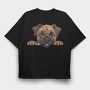 Border Terrier Peeking, Tricou Oversize Barbati (Unisex)